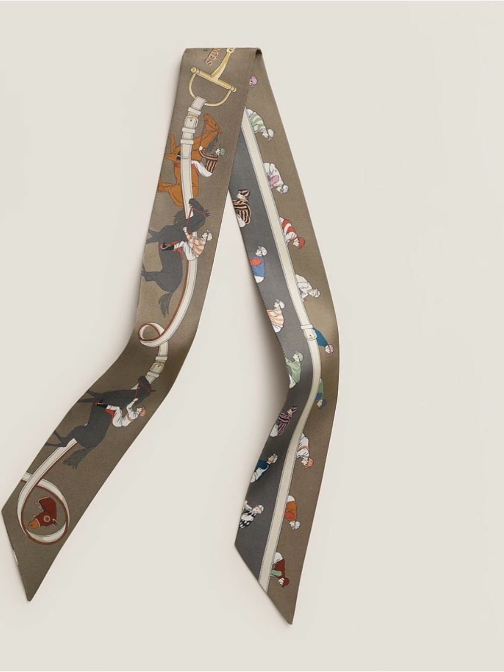 Hermes Turf Les Courses Olive Twilly With Equestrian Motifs